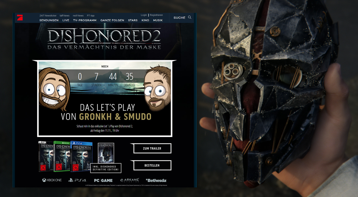Bethesda, Gronkh und Smudo kooperieren für Dishonored 2.