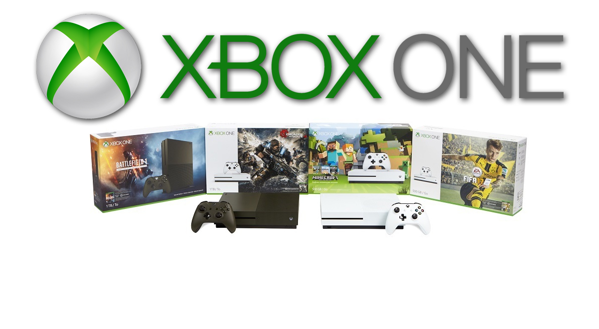 Microsoft bewirbt Xbox One S Bundles und Spieleneuheiten.