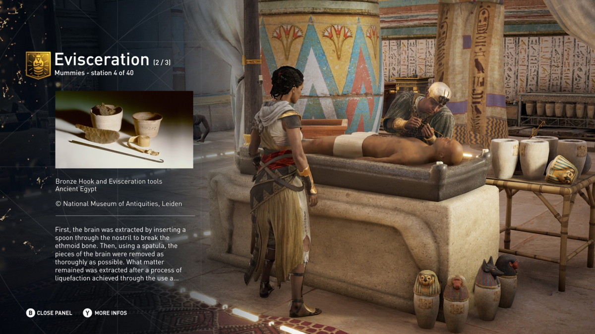 Spielend lernen: Der Entdeckungsmodus von "Assassin's Creed Origins" erklärt unter anderem das Prinzip der Mumifizierung.