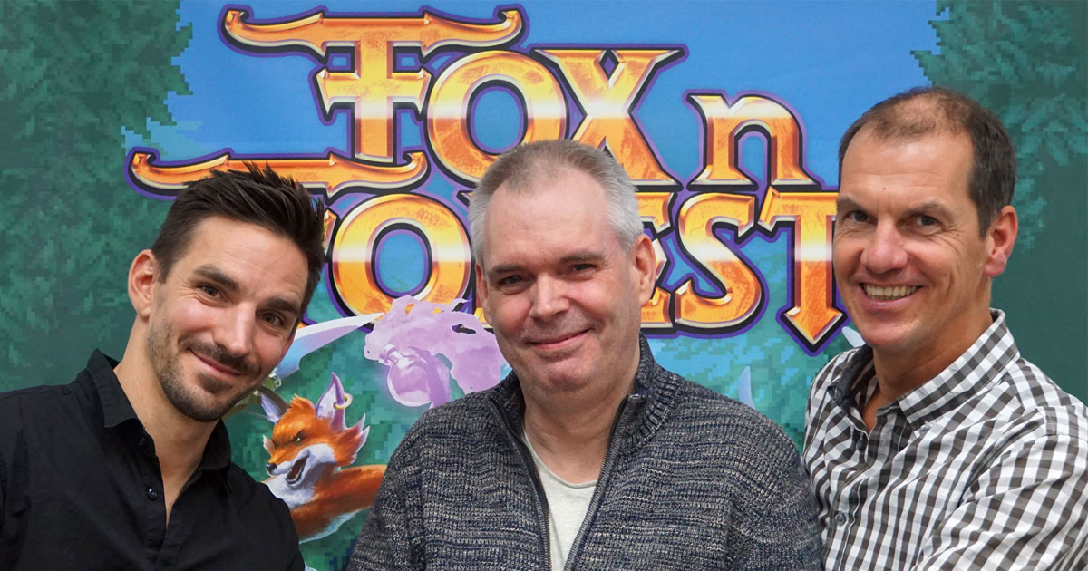 EuroVideo übernimmt Vertrieb und Publishing von "Fox Forests" - von links: Rupert Ochsner (Bonus Level Entertainment) sowie Marc Wardenga und Michael Pettke (beide EuroVideo)