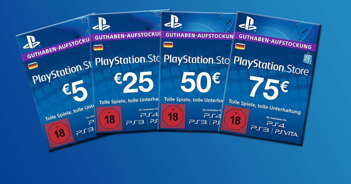 PlayStation Store Guthaben gibt es in 10 Versionen - von 5 € bis 75 €.