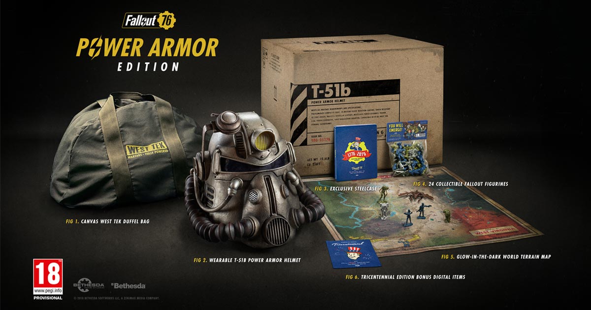 Die "Fallout 76 Power Armor Edition" wird mit einem tragbaren Helm inklusive Stirnlampe ausgeliefert (Abbildung: Bethesda)