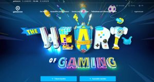 Die neue Gamescom-Website begrüßt die Besucher mit dem animierten Motto der Messe: "The Heart of Gaming" (Abbildung: KoelnMesse)