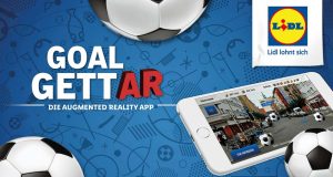 Kostenlos zum Download: das Augmented-Reality-Spiel "Lidl GoalgettAR" zur Fußball-WM (Abbildung: obs/LIDL/Lidl)
