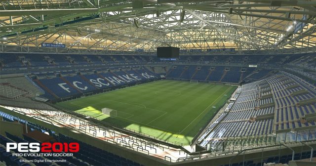 Fotografiert, gescannt, digitalisiert: Die 3D-Veltins-Arena ist Teil der Exklusiv-Vereinbarung zwischen Schalke 04 und Konami für PES 2019 (Abbildung: Konami)