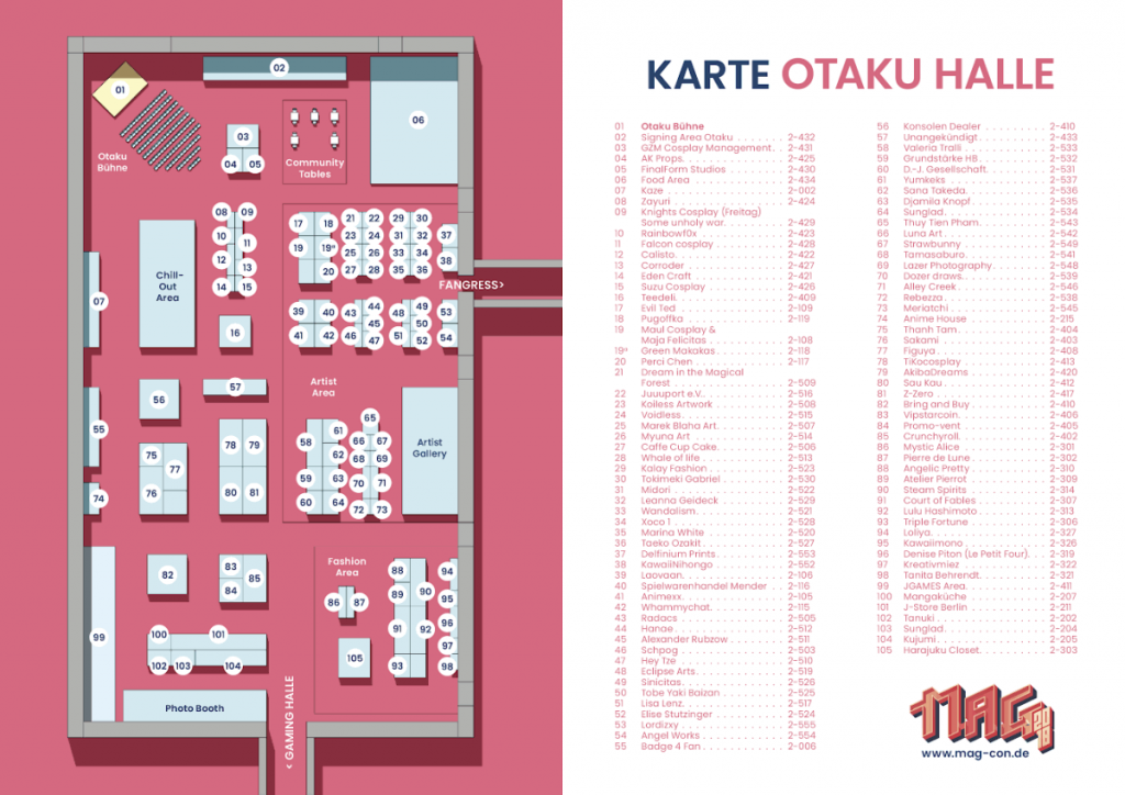 MAG Erfurt 2018 Hallenplan - Halle 2: Otaku (Anime, Manga, Fashion, Merchandising etc.)