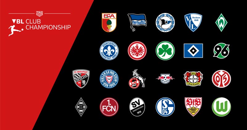 Virtual Bundesliga 2018/19: Das sind die Teilnehmer an der neu geschaffenen VBL Club Championship 2018/19 (Abbildung: DFL)