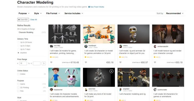 3D-Animationen zum Discount-Preis: Das Freelancer-Portal Fiverr startet eine eigene Gaming-Rubrik (Screenshot)