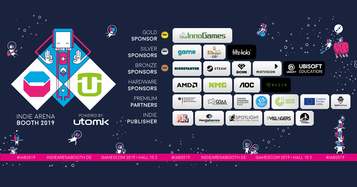Sponsoren und Partner der Indie Arena Booth 2019 auf der Gamescom 2019 (Abbildung: Super Crowd Entertainment)