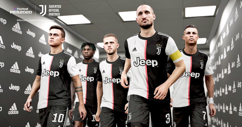 Dybala, Kean, Pjanic, Chiellini, Ronaldo: Die Meistertruppe von Juventus Turin unterschreibt bei "PES 2020"-Hersteller Konami (Abbildung: Hersteller)