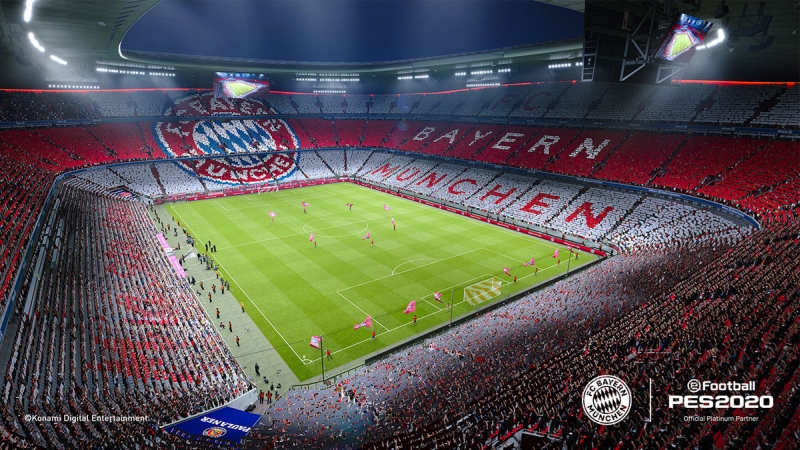 Die Allianz-Arena wurde für "PES 2020" bereits in 3D vermessen und eingescannt (Abbildung: Konami)