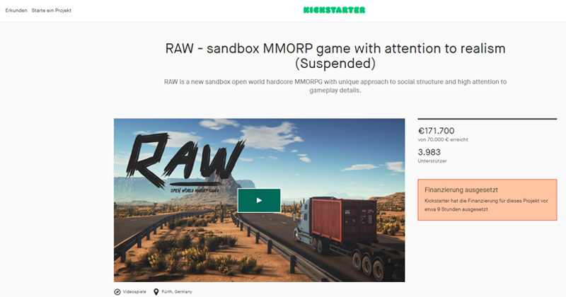 Lære Kæmpe stor forbandelse RAW: Kickstarter stoppt Crowdfunding-Kampagne (Update) - GamesWirtschaft.de