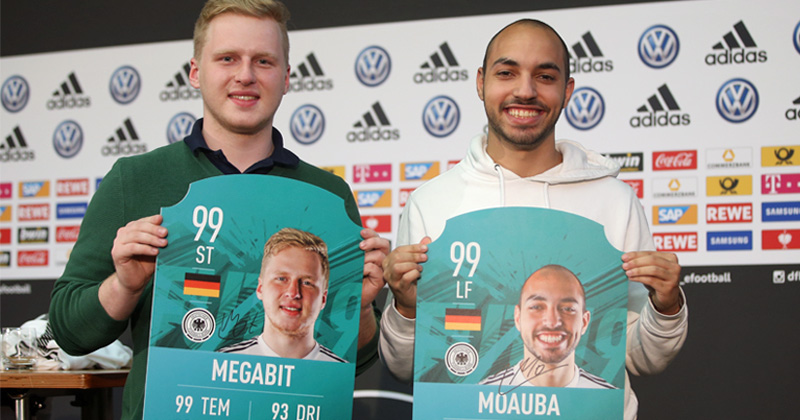 Michael Bittner ("MegaBit") und der frischgebackene FIFA-Weltmeister Mohammed Harkous ("MoAuba") waren zwei von sechs deutschen Finalisten beim FIFA eWorld Cup 2019 (Foto: Sport1 / Getty Images)