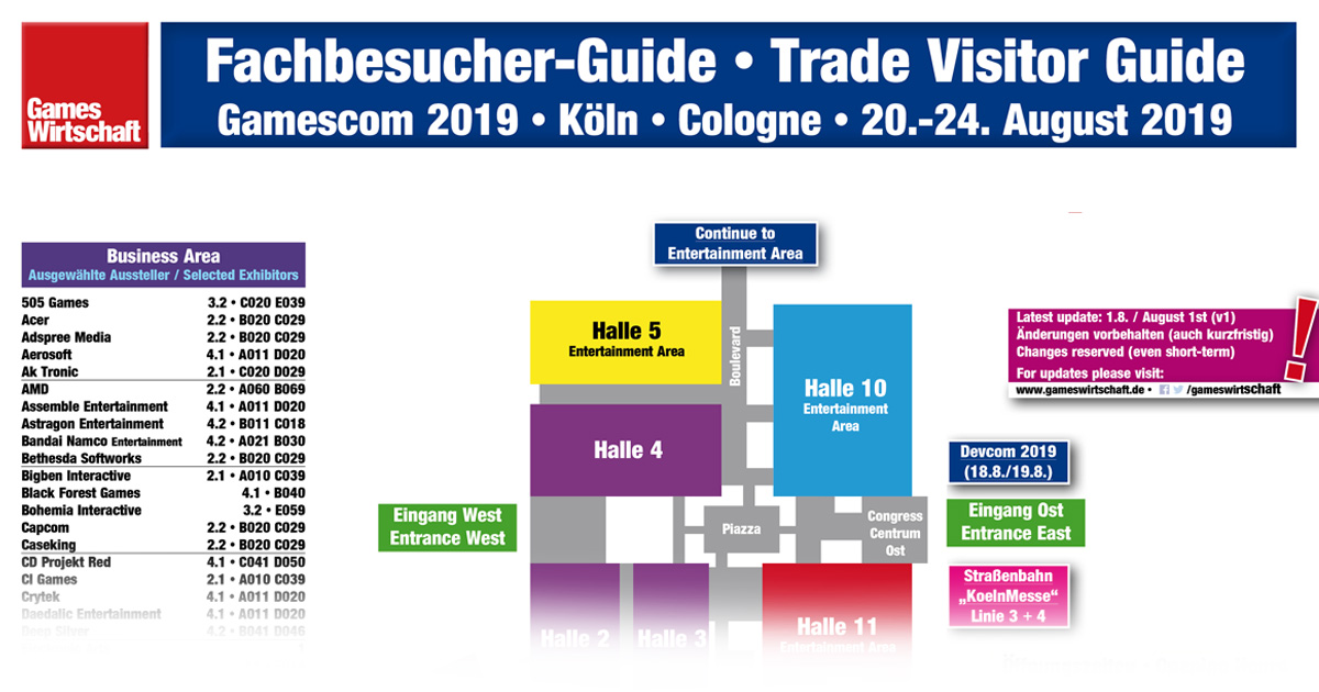 Gamescom 2019 Fachbesucher-Guide / Trade Visitor Guide / v1 (Stand: 1. August 2019)