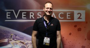 Zufrieden mit dem Fan-Feedback zu "Everspace 2": Rockfish-Games-Gründer Michael Schade auf der Gamescom 2019 (Foto: GamesWirtschaft)