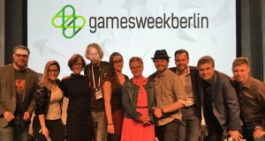 Mit dem Indie-Games-Festival ist Thorsten Wiedemann (vierter von links) fester Bestandteil der Games Week Berlin (Foto: GamesWirtschaft)
