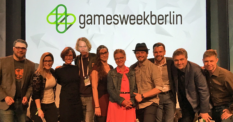 Mit dem Indie-Games-Festival ist Thorsten Wiedemann (vierter von links) fester Bestandteil der Games Week Berlin (Foto: GamesWirtschaft)