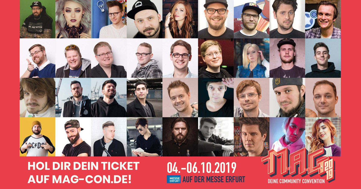 Diese und viele weiter Letsplayer, Streamer, Cosplayer und YouTuber sind auf der MAG 2019 in Erfurt dabei (Abbildung: Veranstalter)
