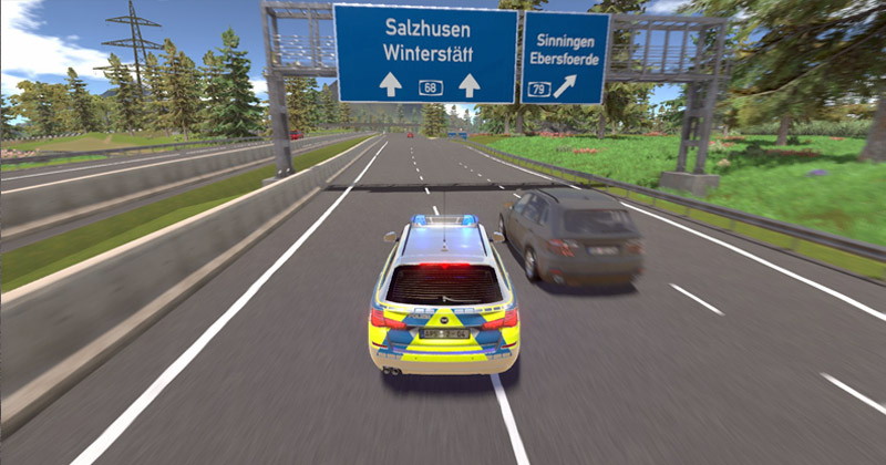 Die Entwicklung des "Autobahnpolizei-Simulator 3" (hier eine Szene aus Teil 2) wird vom Verkehrsministerium subventioniert (Abbildung: Aerosoft)