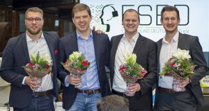 Das frisch gewählte ESBD-Präsidium: Hans Jagnow, Fabian Laugwitz, Martin Müller und Christopher Flato (Foto: ESBD / Maria Manneck)