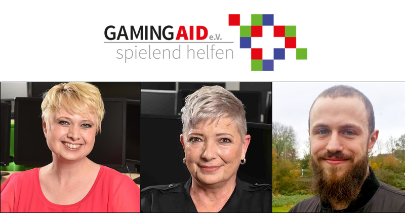 Der wiedergewählte Gaming-Aid-Vorstand: Svenja Bhatty, Christiane Gehrke und Kassenwart Jerome Zenker (Fotos: Gaming-Aid e. V.)