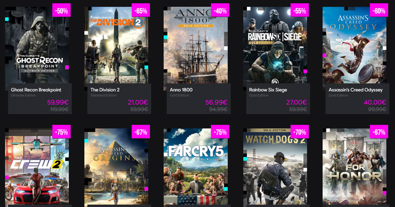 Rabatte von bis zu 90 Prozent gelten beim Black Friday Sale 2019 im Ubisoft Store (Screenshot)