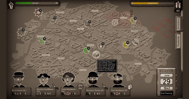 Through the Darkest of Times: Auf einer interaktiven Berlin-Karte plant der Spieler die Aktionen (Abbildung: HandyGames)