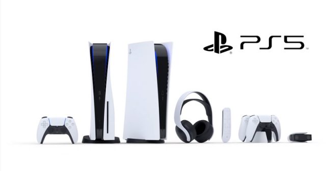 Die PlayStation-5-Familie im Überblick: DualSense-Controller, Konsole, Kopfhörer, Fernbedienung, Ladestation und Kamera (Abbildung: Sony Interactive)