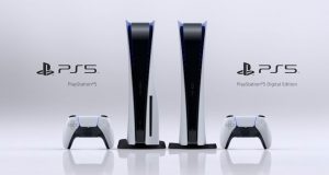 Die beiden PlayStation-5-Ausführungen: einmal die PS5 mit BluRay-Disc-Laufwerk, zum anderen die PS5 Digital Edition (Abbildung: Sony Interactive)