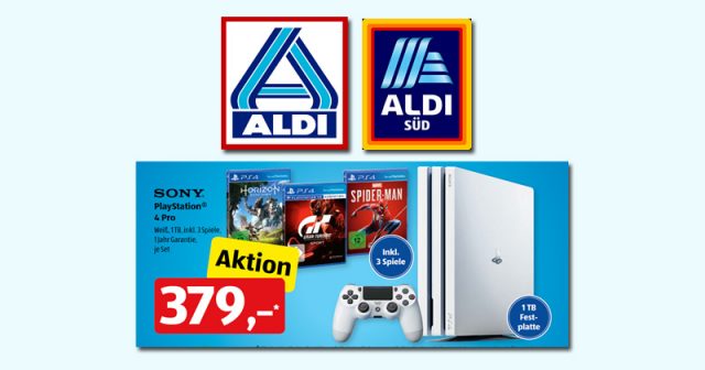 Der Prospekt-Preis ist schon Makulatur: ALDI Nord und ALDI Süd verkaufen das PlayStation 4 Pro-Bundle für 367 Euro (Abbildung: ALDI)