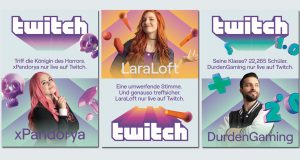 Die Twitch-Streamer Pandorya, Lara Loft und Durdengaming sind die Stars der aktuellen Twitch-Kampagne (Abbildungen: Twitch)