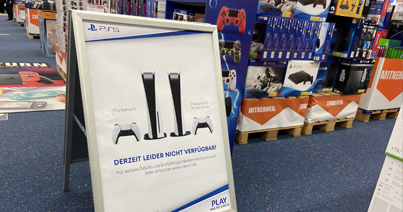 PlayStation 5 ausverkauft: Im stationären Einzelhandel ist die PS5 (offiziell) nicht erhältlich.