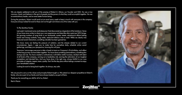 Zenimax-Gründer Robert A. Altman ist im Alter von 73 Jahren verstorben (Abbildung: Zenimax Media)