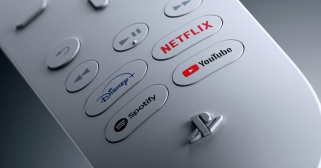 Spotify, YouTube, Netflix und Disney+ sind auf der neuen PS5-Fernbedienung 'vorinstalliert' (Abbildung: Sony Interactive)