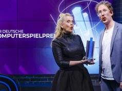 Die Moderatoren beim Deutschen Computerspielpreis 2021: Barbara Schöneberger und Uke Bosse (Foto: Franziska Krug / Getty Images for Quinke Networks)