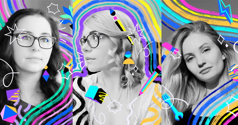 Künstlerin Sabrena Khadija portraitiert die Twitch-Streamerinnen Pewy, Honeyball und Krissi (Abbildungen: Twitch)