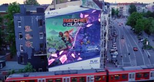 Das XXL-Graffiti zu Ratchet & Clank: Rift Apart befindet sich am S-Bahnhof Sternschanze in Hamburg (Abbildung: Sony Interactive)