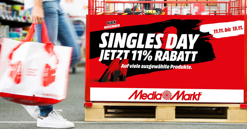 Zum Singles Day 2021 gibt es bei MediaMarkt 11 Prozent Rabatt auf viele Produkte (Abbildung: MediaMarktSaturn)