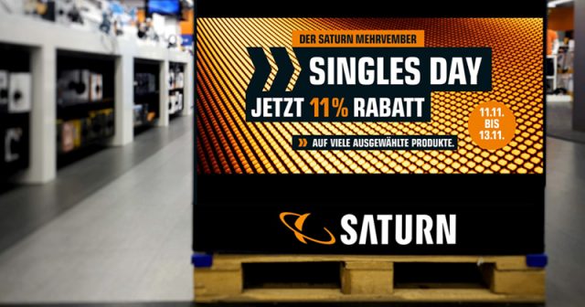 Zum Singles Day 2021 gibt es bei Saturn 11 Prozent Rabatt auf viele Produkte (Abbildung: MediaMarktSaturn)