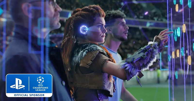 Aloy aus Horizon 2: Forbidden West gehört zu den Hauptdarstellerinnen im PS5-Champions-League-TV-Spot (Abbildung: Sony Interactive)