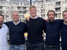 André Kuschel (Anteilseigner), Jens Lauritzson (CEO Flexion), Adrian Kotowski (CEO Audiencly), Michael Schmidt (CMO Audiencly) und Per Lauritzson (COO Flexion)