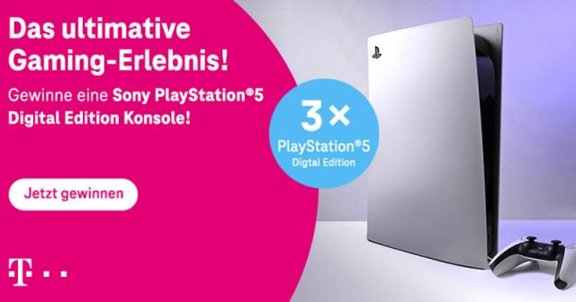 Telekom-Gewinnspiel: Jetzt eine von drei PlayStation 5 Digital Edition gewinnen (Werbung)