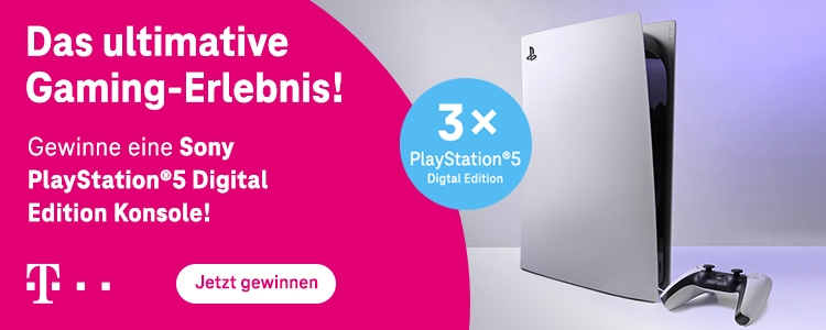 Gewinnspiel: Die Deutsche Telekom verlost drei PlayStation 5 Digital Edition (Werbung)