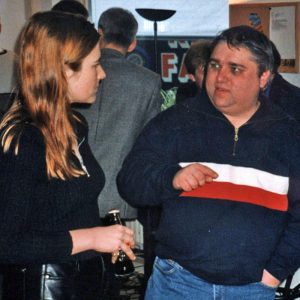 Die Autorin mit Mick Schnelle bei einer Ascaron-Veranstaltung in den 90ern (Foto: privat)