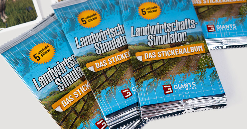 Sowohl das Landwirtschafts-Simulator Stickeralbum als auch die Sticker-Packs sind im gutsortierten Zeitschriftenhandel erhältlich (Abbildung: Giants Software)