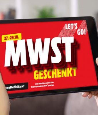 Mehrwertsteuer geschenkt: Die neue Mwst-Aktion von Media Markt im Oktober 2022 (Abbildung: MediaMarktSaturn Holding)