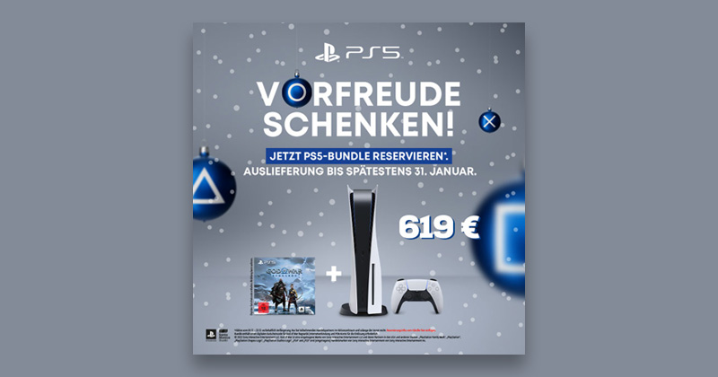 "Vorfreude schenken": Mit diesem Slogan wirbt Sony Interactive für die PS5-Vorbestellaktion zu Weihnachten 2022 (Abbildung: SIE)