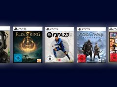 Die fünf meistverkauften PS5-Games im PlayStation Store 2023: Call of Duty: Modern Warfare 2, Elden Ring, FIFA 23, God of War Ragnarök und Grand Theft Auto 5.