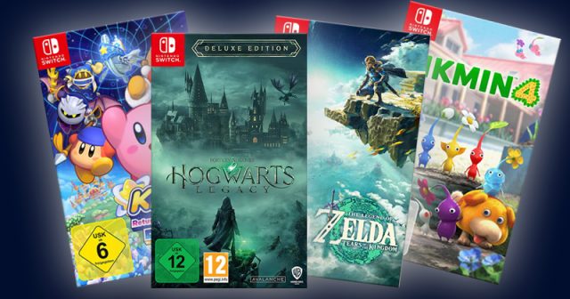 Kirby, Hogwarts Legacy, The Legend of Zelda, Pikmin - vier von vielen Titeln auf der Nintendo Switch Release-Liste 2023 (Abbildungen: Nintendo / Warner)