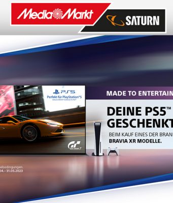 Sony-Aktion: Beim Kauf eines ausgewählten Sony Bravia XR-Modells im Aktionszeitraum erhalten Sie die PS5 geschenkt (Teilnahmebedingungen beachten - Abbildung: Sony / MediaMarkt-Saturn)